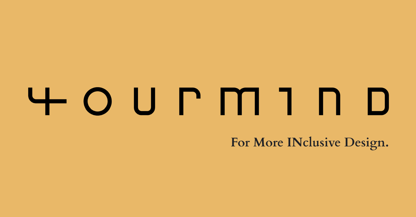 fourmind logo en tagline op gele achtergrond: For More INclusive Design